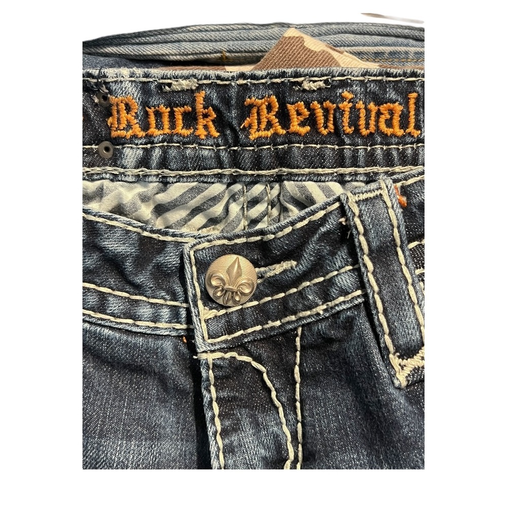 Rock Revival Bootcut Jeans Women's 29 Thick Stitch Bling Western Rodeo Denim - Picture 11 of 16